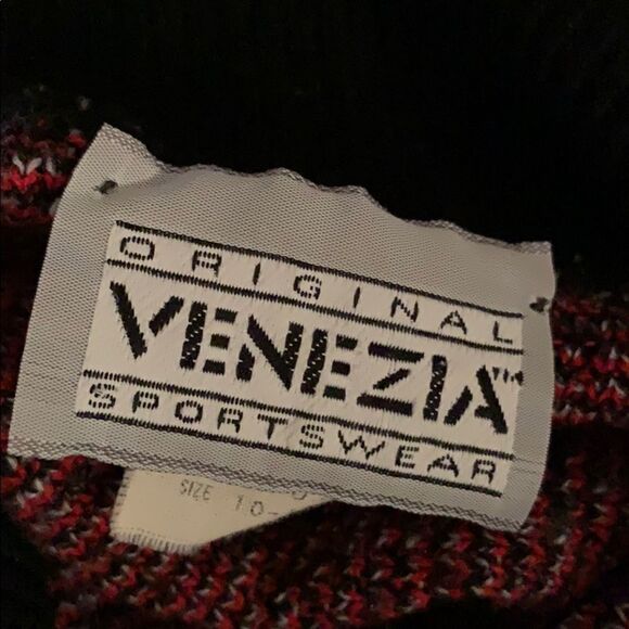 Vtg 80s/90s Venezia red & black acrylic sweater - Picture 6 of 8